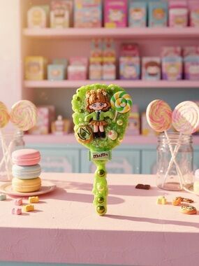 Hand Crafted Green and Yellow Decorative lollipop 🍭 Doll Handheld mirror